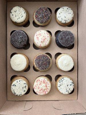 A dozen assorted vegan cupcakes for Super Bowl