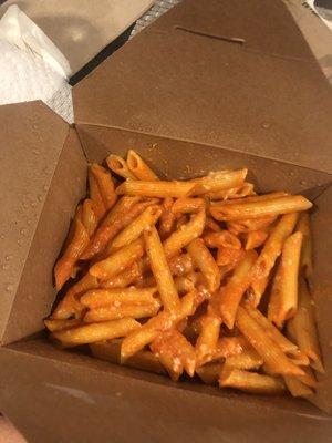 Disappointing when i opened the box to a half filled portion of 15$ penne a la vodka