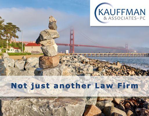 Golden Gate Bridge with caption Not just another law firm