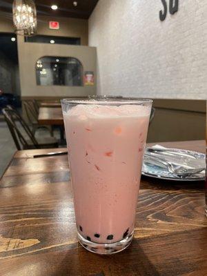 Strawberry boba tea