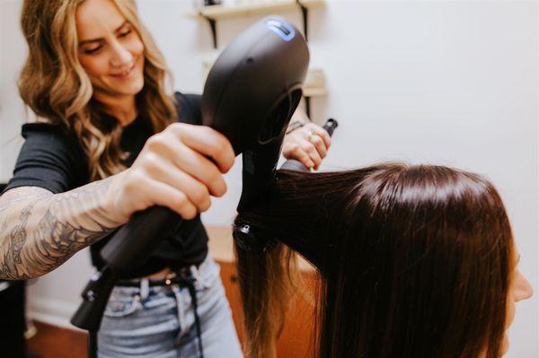 Glossing and blow dry by Amanda