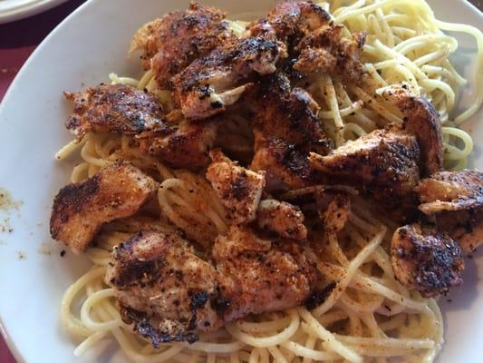 Cajun chicken added to butter garlic pasta special