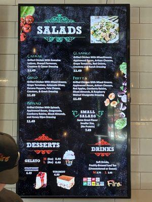 Salad menu