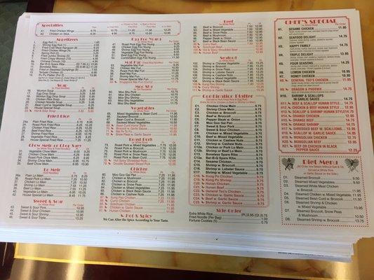 Newest menu as of 11/2022