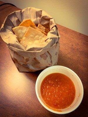 Unbelievably crispy chips and fresh, homemade warm salsa!