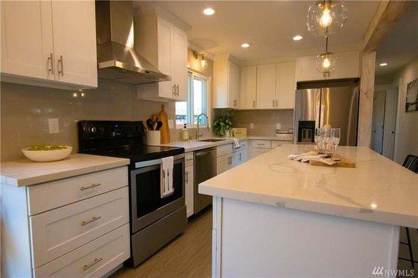 Kitchen create first impression, put money there, and stage it to look like a working space to sell your house quickly