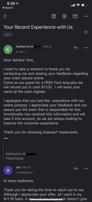 Email from Franchise Owner, Katherine M.