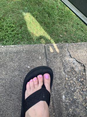 Pink color on toes, purple on hands!