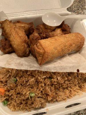 6 Wings - Plates 6 Pieces House Fried Rice and Fried Egg Roll