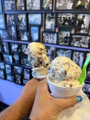 Yellow brick dough cone. Toasted coconut and butter pecan cup