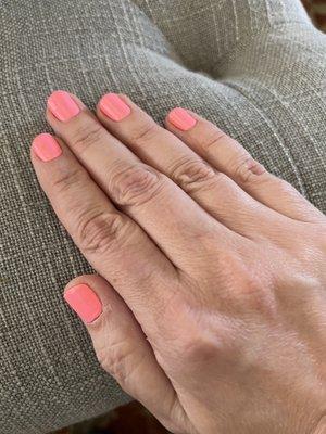 Pretty pink regular polish.