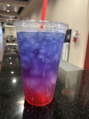 Italian soda- with dragon fruit, butterfly milk(?) and something else. My coworker got it. Said not too sweet, which is great