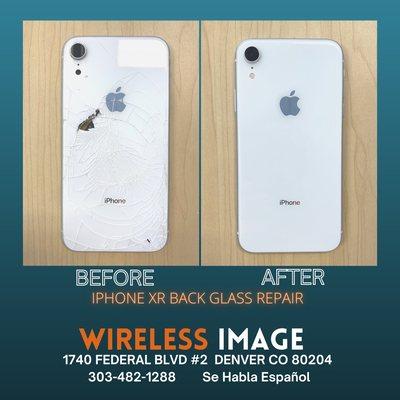 iPhone XR back glass replacement before and after!