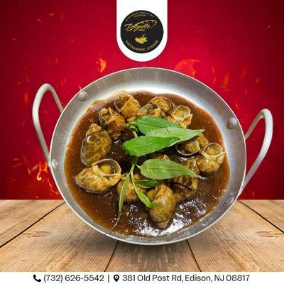 Indulge in our savory Sweet Snail dish--perfectly seasoned snails, slow-cooked in a rich sauce with fresh herbs for a truly bold flavor.