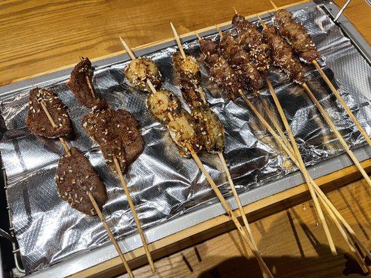 Grilled Beef Tongue Skewers (2) Grilled Abalone Skewers Barbecue Lamb Chops Dish