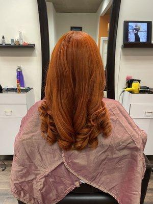 Copper hair and silk press