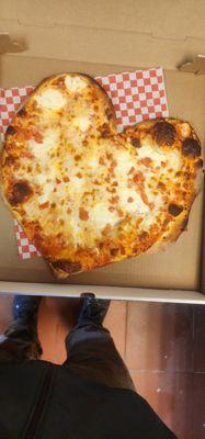 Garlic Knot Heart Shaped Pizza for Valentines Day..