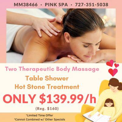 Two Therapeutic Body Massage ONLY $139.99/h