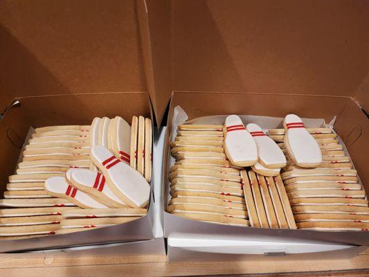 Yummy bowling pin shaped cookies.