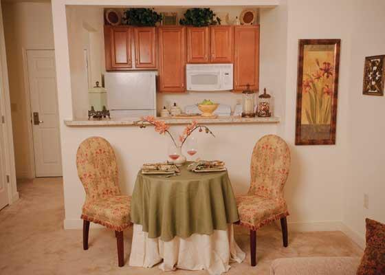 The dining area in an apartment in our senior living community in Williamsburg.