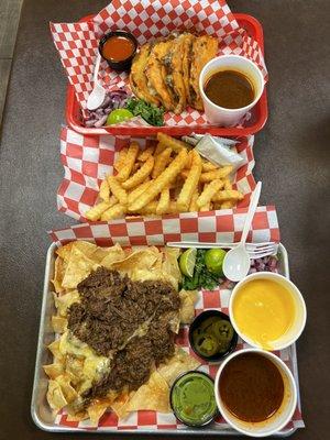 Quesatacos de birria, birria nachos and fries