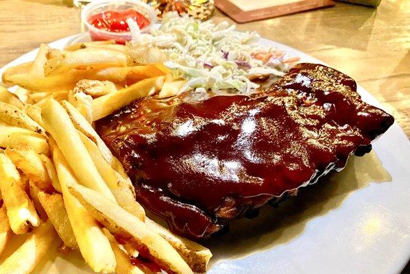 Half Slab of Baby Back Ribs with fries and slaw