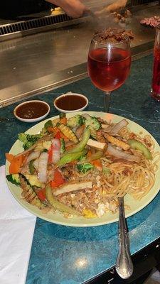 Vegetarian Hibachi with Fried Rice and Noodles