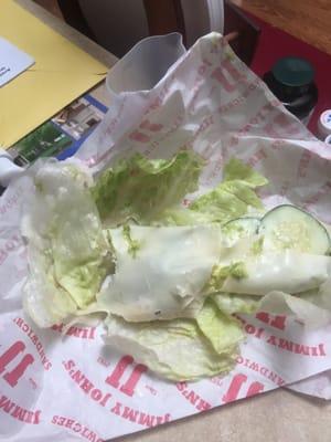 Opened my lettuce wrap and this is how it looked!!?? Are you kidding me? Worse jimmy johns in Orland park ever!!!!