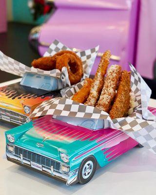 Parmesan Zucchini Sticks and Onion Rings