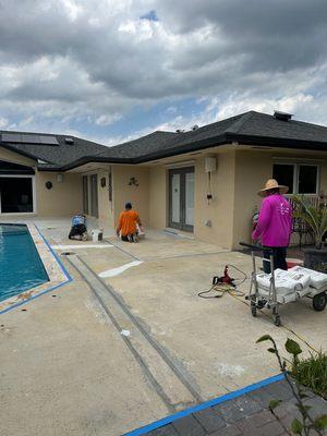 Concrete paver installation for back patio