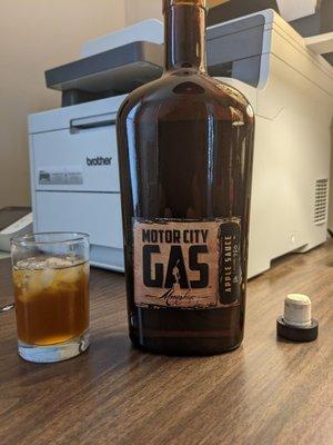 Enjoying some Motor City Gas..."Applesauce Moonshine" back home in my office after a busy weekend in Royal Oak.