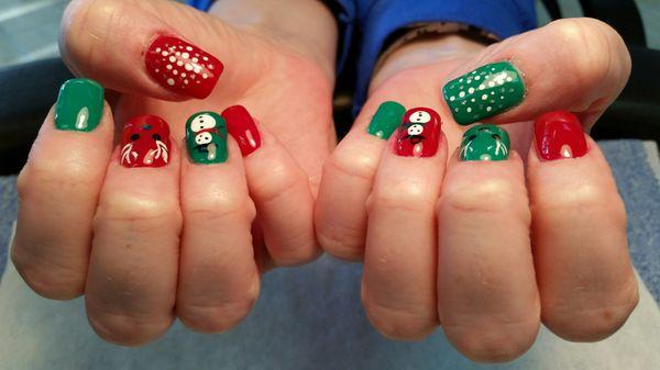 Got my Christmas nails! They always do a great job & they have great prices.