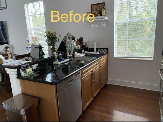 Before on kitchen island