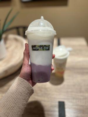 Fresh Mashed Purple Yam Bubble Milk  (added cheese foam)