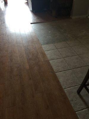 Before picture of damaged floor