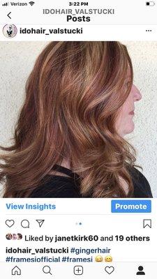 Gorgeous copper red with highlights