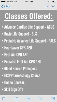 Sample of our window decals that are being made!  Offering AHA classes....CPR BLS ACLS PALS