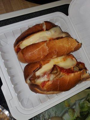 Eggplant Parmigian sandwich