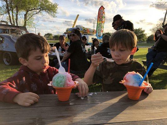 Snow cones after playing hard