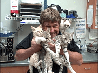 Dr. Bob cuddling kittens!