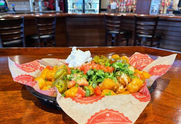 Totchos with homemade Queso.