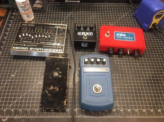 Vintage effects pedals, new jacks and switches