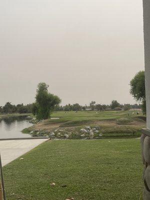 My sons view from the Country Club  patio unfortunately lots of people smoking and choking him out over here too..Geez stupid people!