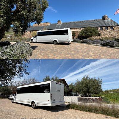 Wine tasting trip party bus with a restroom