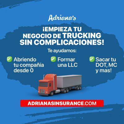 Attention Truckers! Starting a business is hard but we are there in every step of the process! Visit adrianasinsurance.com