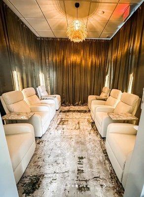 Relax in our relaxation room while you wait for your massage appointment.