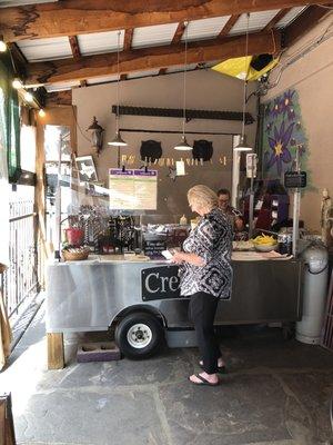 Counter where you order. Just beyond the counter is the food preparation area, stove, etc