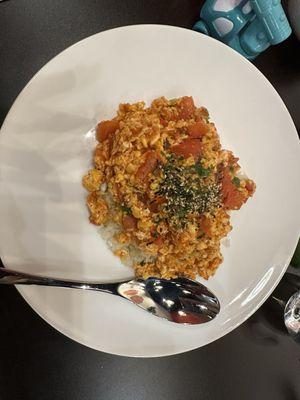 Tomato and egg over rice