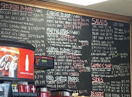 Muffuletta and menu board