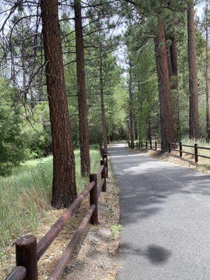 Paved path good for wheel chair and cycling.